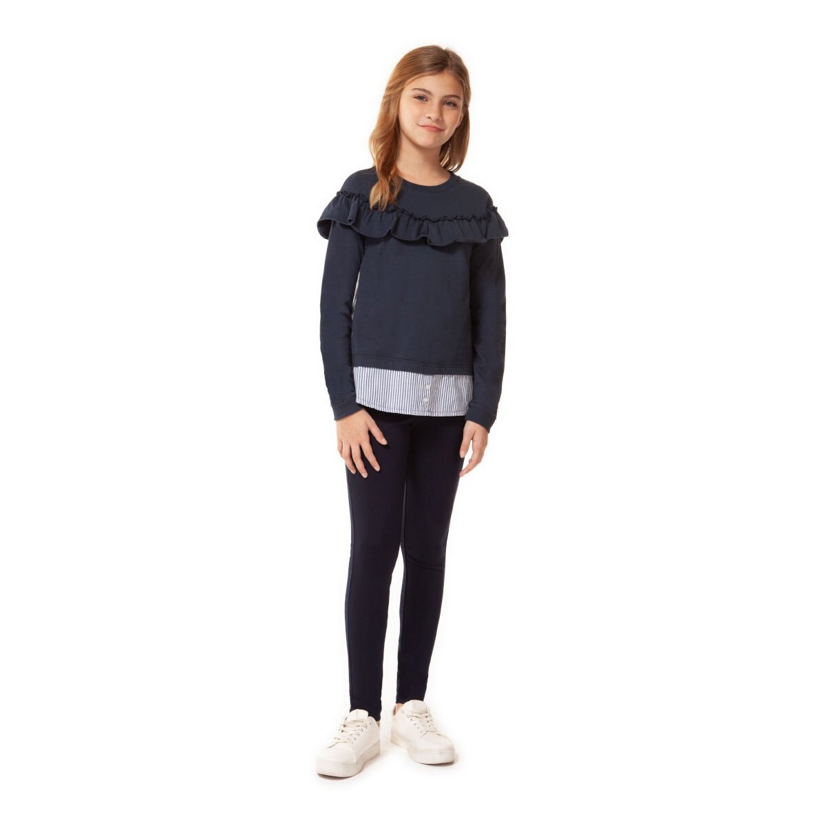 Playera Azul Marino Manga Larga Dex para Niña