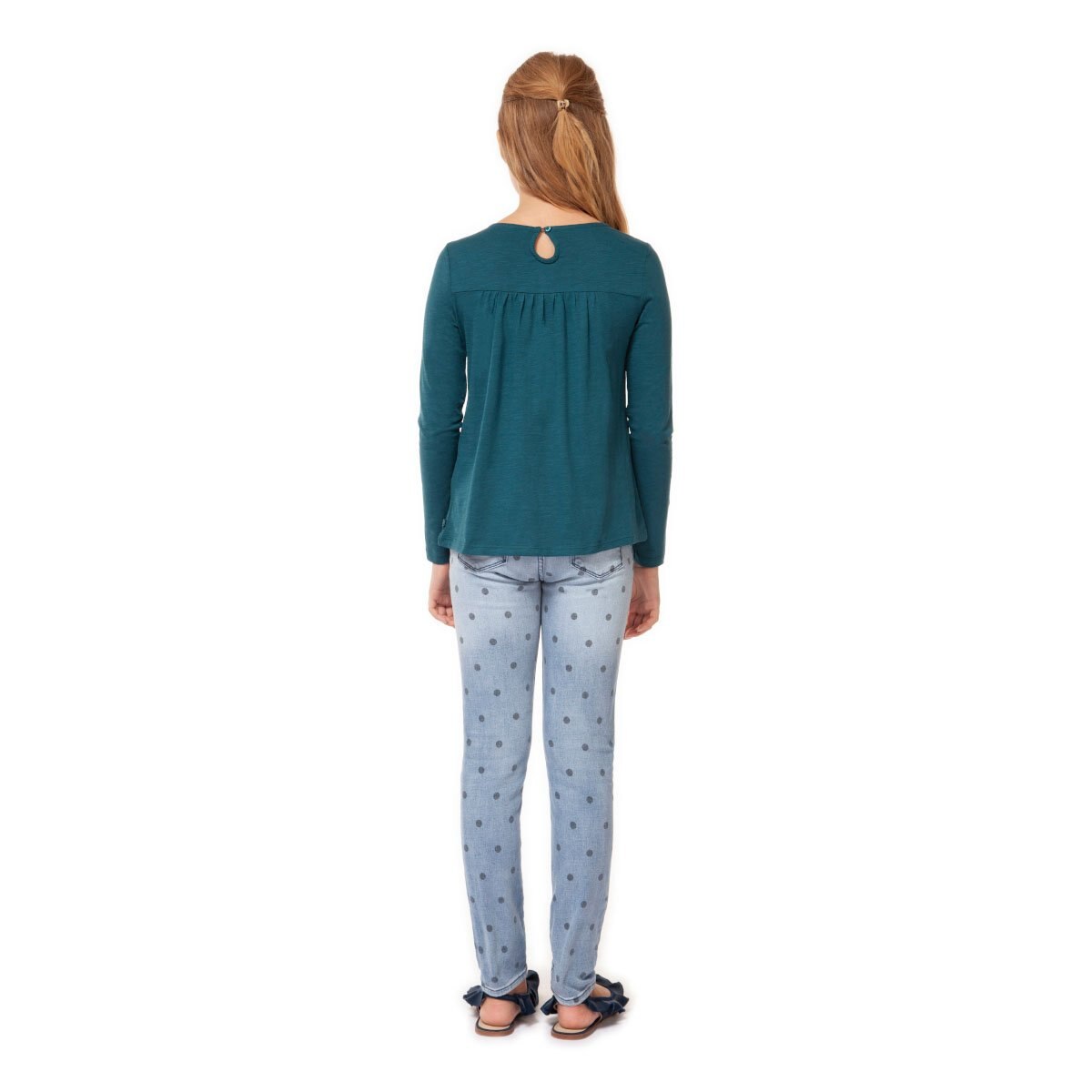 Blusa de Manga Larga con Pliegues al Frente Dex para Niña