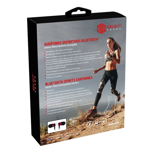 Audífonos Deportivos Bth01 Bluetooth Negro con Rojo Select Sound