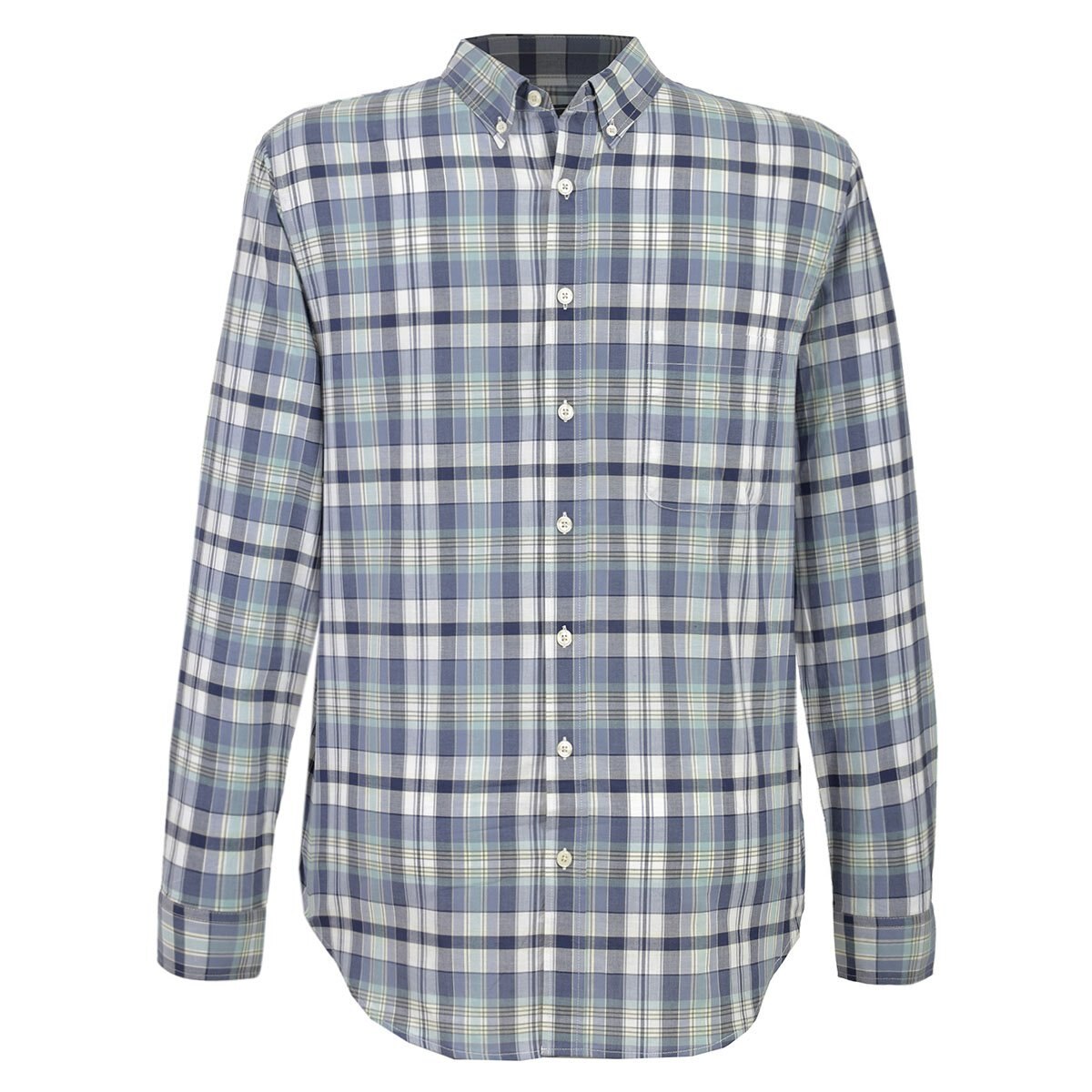 Camisa Azul Manga Larga Cuadros Combinados Jeanious Plus para Caballero
