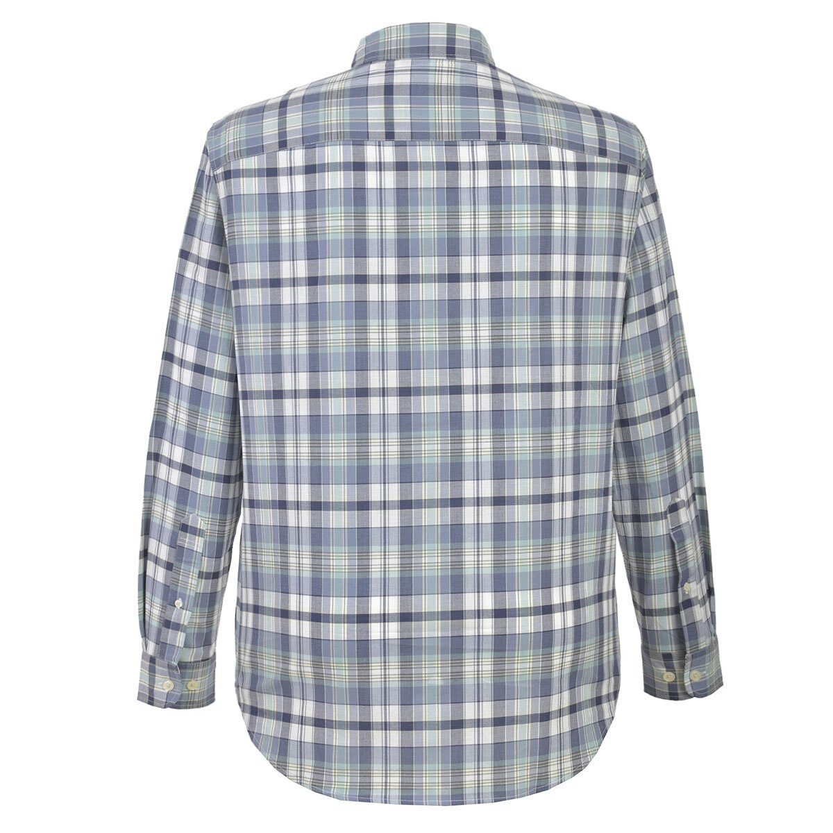 Camisa Azul Manga Larga Cuadros Combinados Jeanious Plus para Caballero