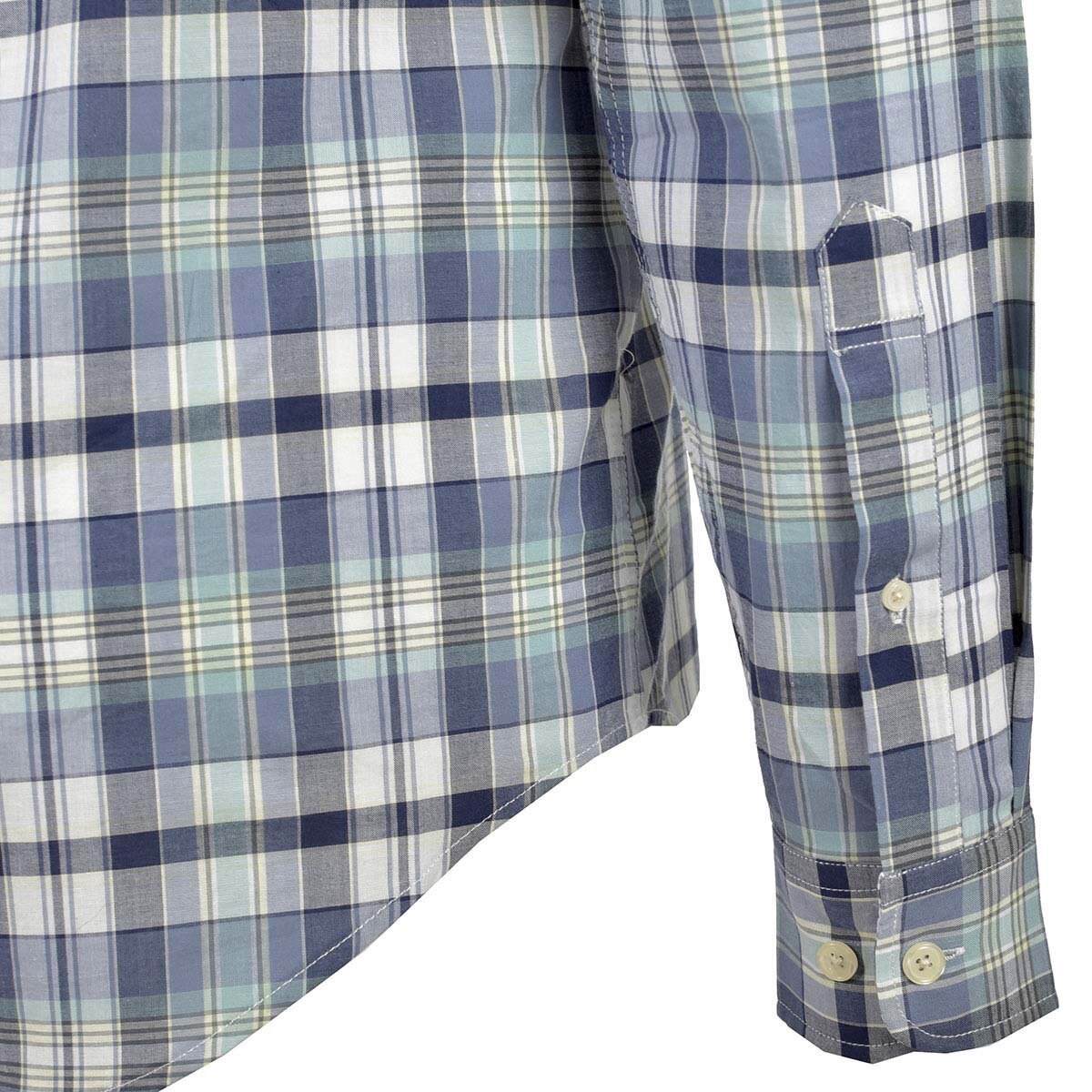 Camisa Azul Manga Larga Cuadros Combinados Jeanious Plus para Caballero