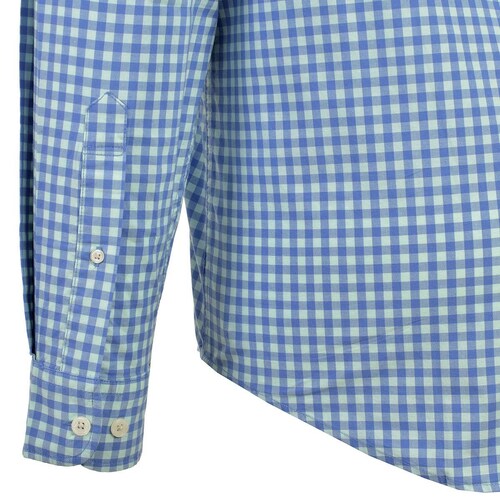 Camisa Azul Manga Larga Micro Cuadros Jeanious Plus para Caballero