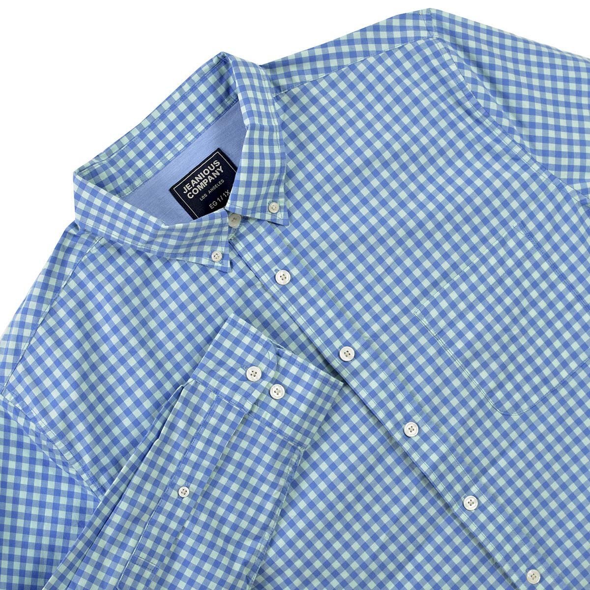Camisa Azul Manga Larga Micro Cuadros Jeanious Plus para Caballero