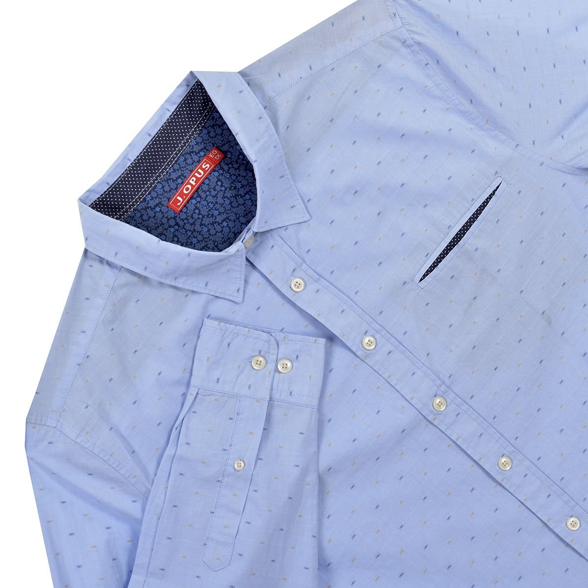 Camisa Azul Combinado Manga Larga con Elevadores J. Opus para Caballero