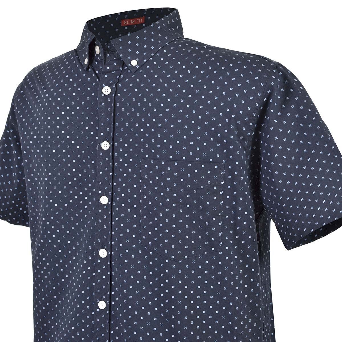 Camisa Azul Estampada Manga Corta J. Opus para Caballero