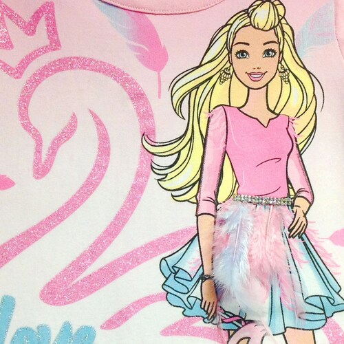 Playera Blanca Estampada Barbie para Niña