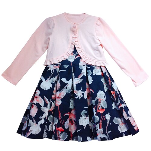 Conjunto Vestido en Flores con Torera Peach Let\'s Go