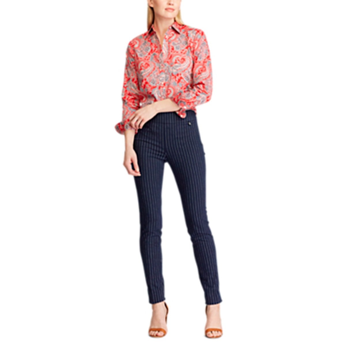 Pantalón rayas azul marino chaps para dama - Sears