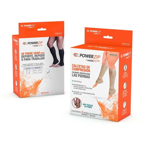 Power Zip Talla G-Eg 1 Beige Y 1 Negro para Dama