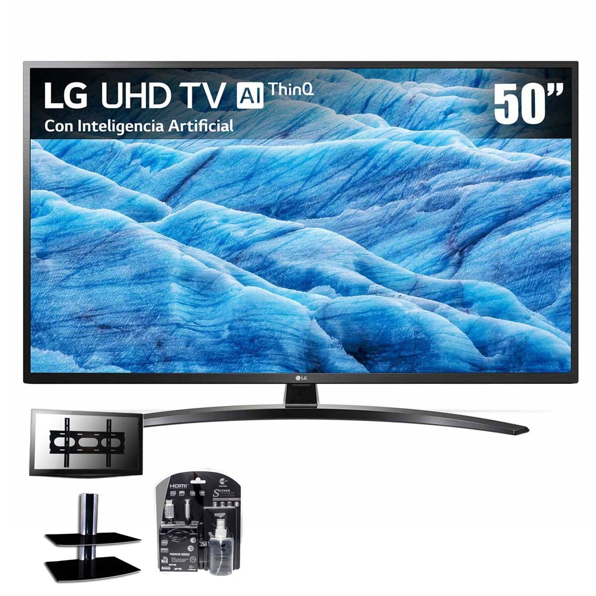 Paquete Pantalla 50" Led 4K Aithinq 50Um7400Pua Lg+ Mueble de Pared y Accesorios