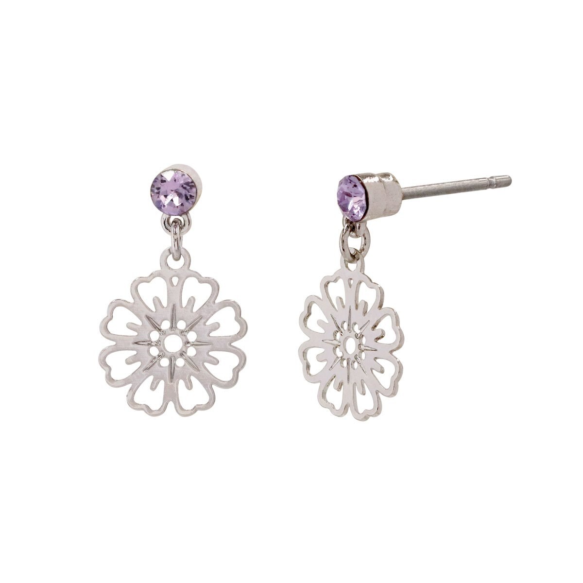 Aretes con Cristal Y Flor de Filigrana Mossimo