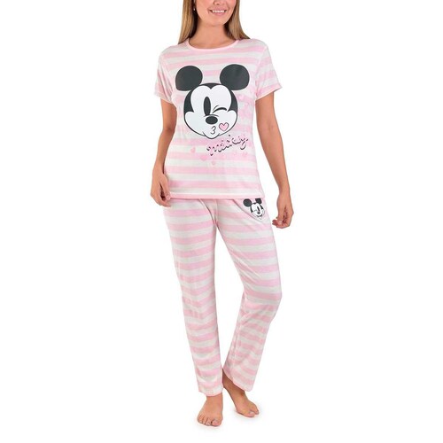 Pijama para Dama de Rayas con Estampado de Mickey Mouse