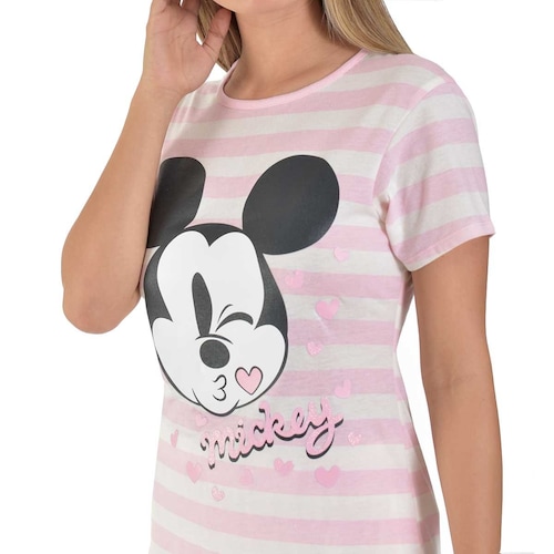 Pijama para Dama de Rayas con Estampado de Mickey Mouse