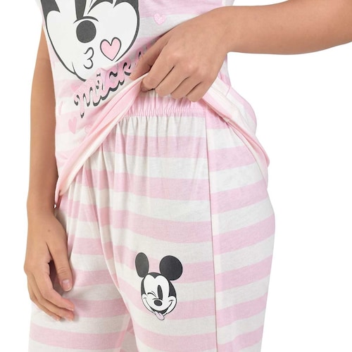 Pijama para Dama de Rayas con Estampado de Mickey Mouse