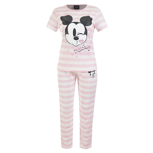 Pijama para Dama de Rayas con Estampado de Mickey Mouse