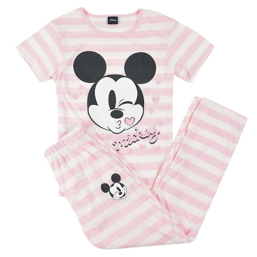 Pijama para Dama de Rayas con Estampado de Mickey Mouse