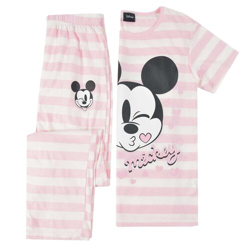 Pijama para Dama de Rayas con Estampado de Mickey Mouse