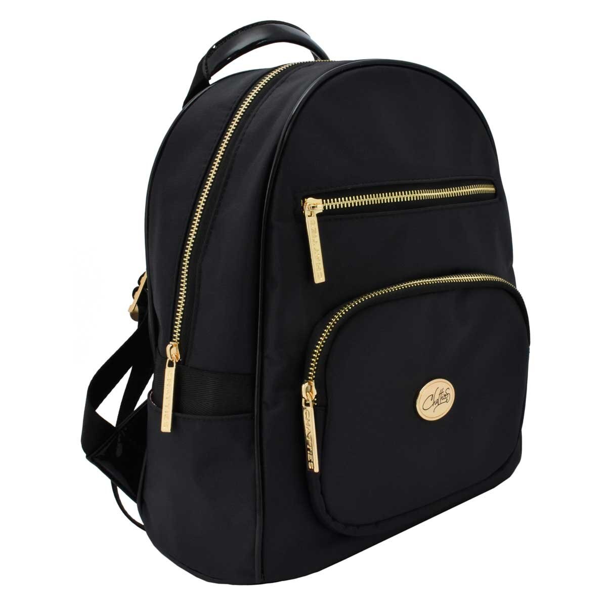 Bolsa backpack negra con bolsillo frontal chatties Sears