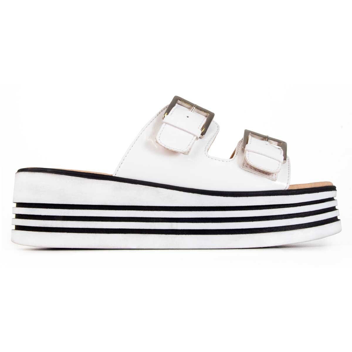 Sandalia Blanca con Plataforma Estilo Brantano