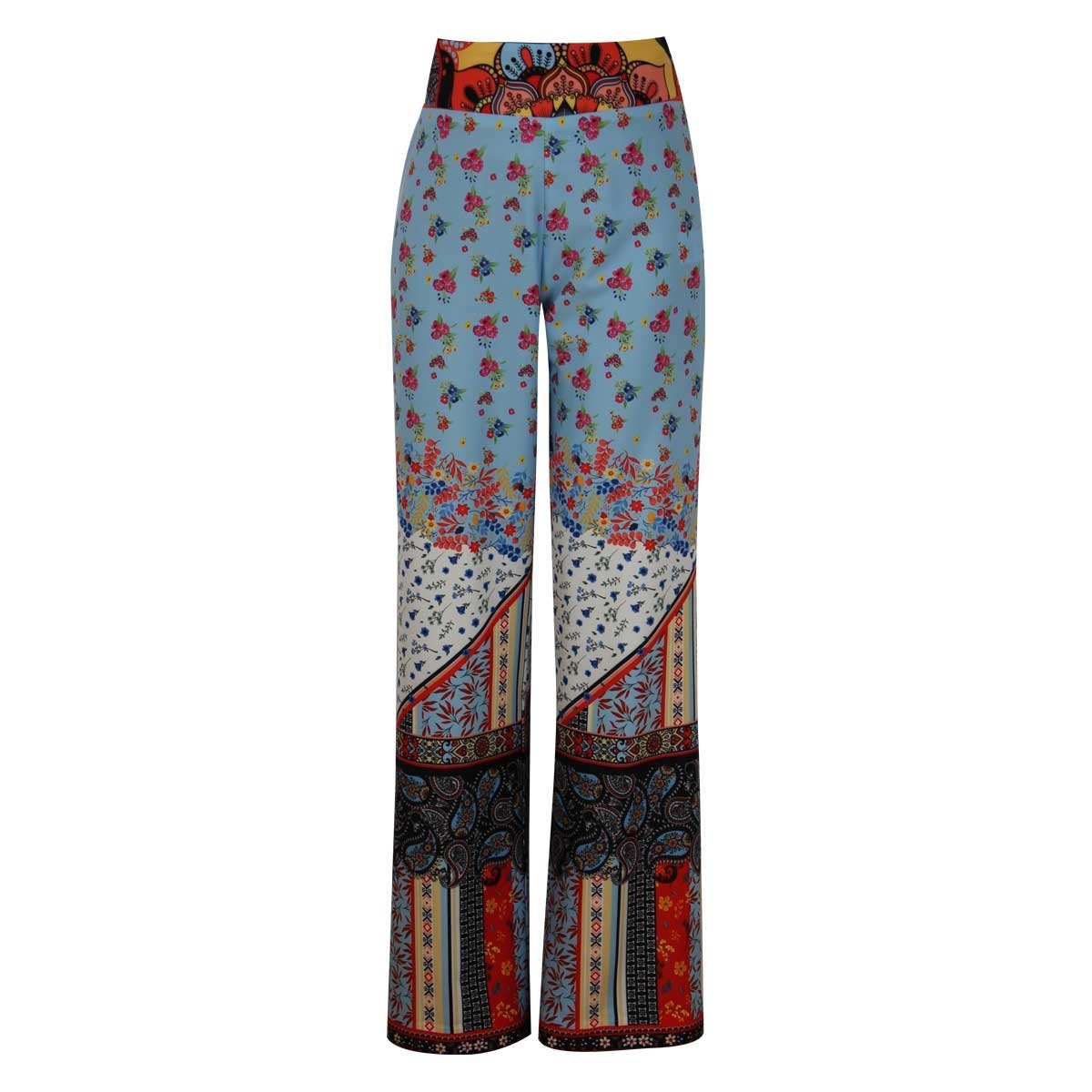 Pantalón Amplio Estampado con Pretina Ancha Basel para Dama