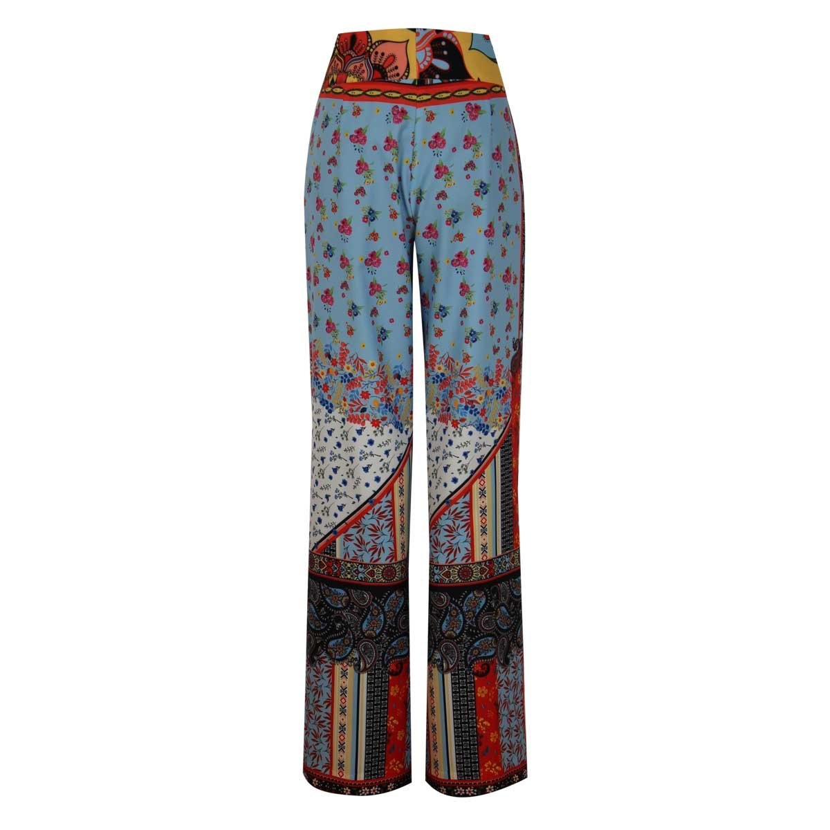 Pantalón Amplio Estampado con Pretina Ancha Basel para Dama