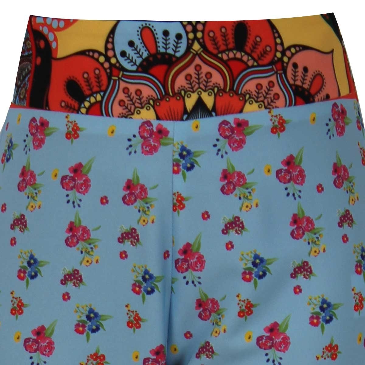 Pantalón Amplio Estampado con Pretina Ancha Basel para Dama