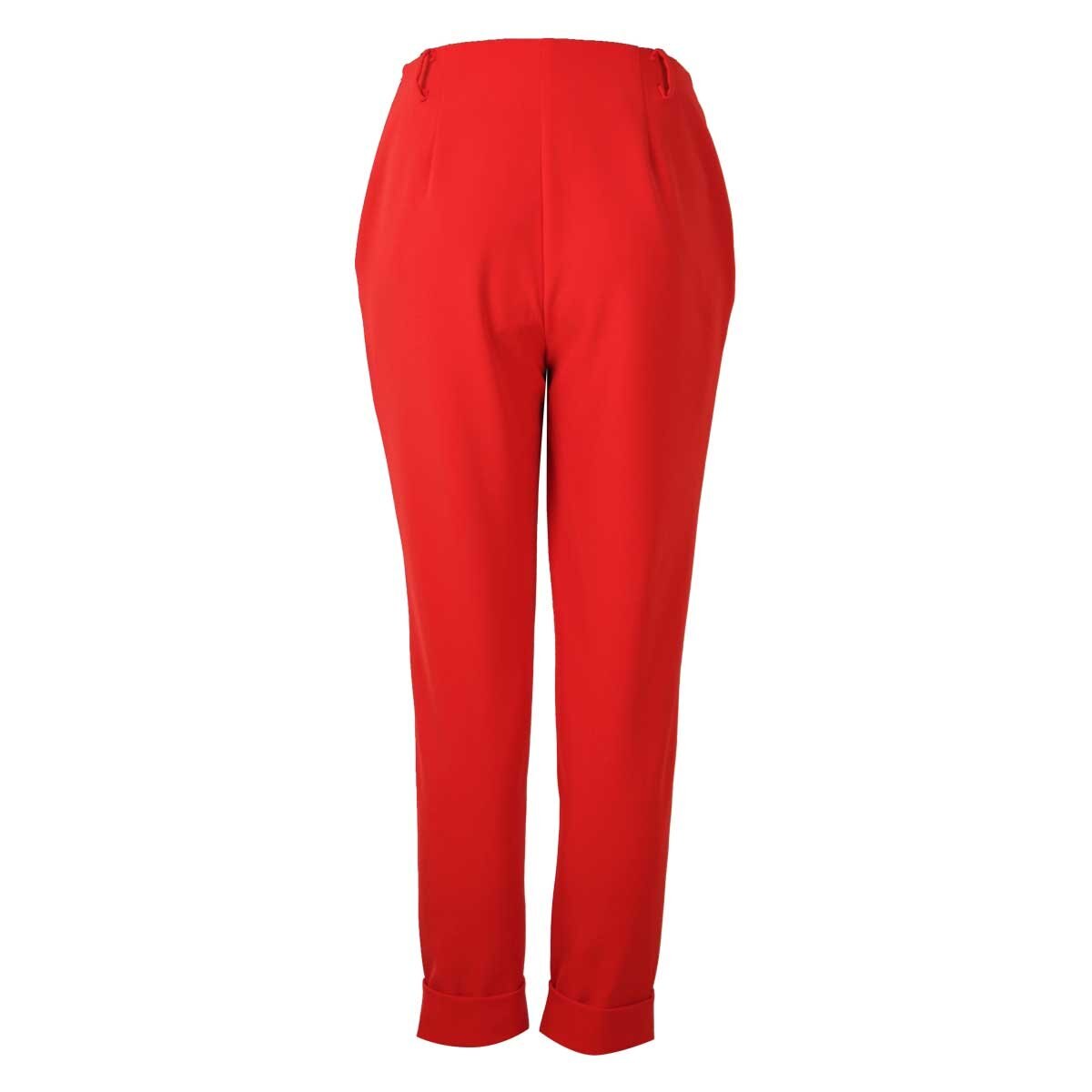 Pantalón Rojo Corte Recto Liso con Presillas Basel para Dama