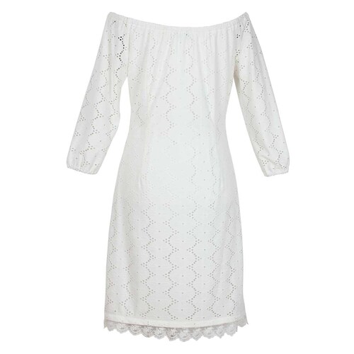 Vestido Manga 3/4 Escote off Shoulder con Encaje Basel para Dama