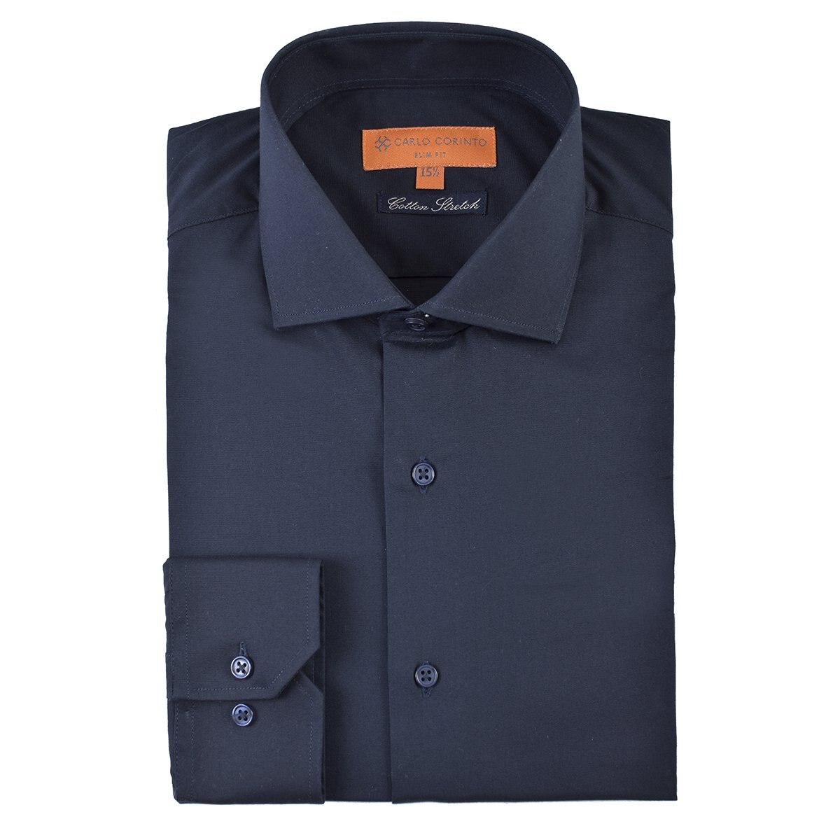 Camisa de Vestir Spandex Navy Carlo Corinto Slim Fit