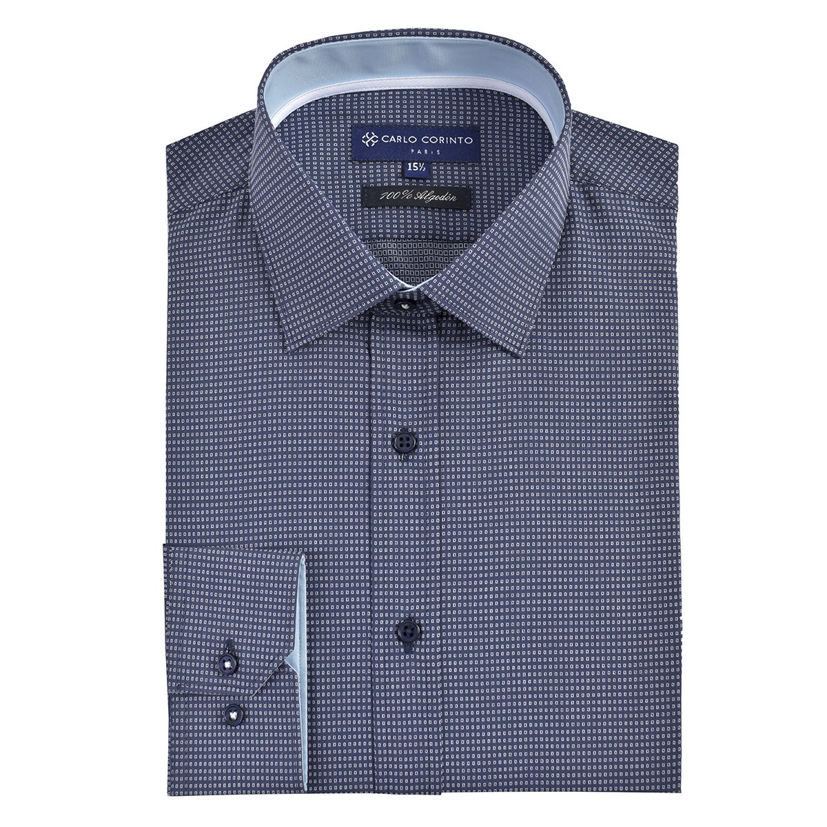 Camisa de Vestir Regular Azul Carlo Corinto Paris
