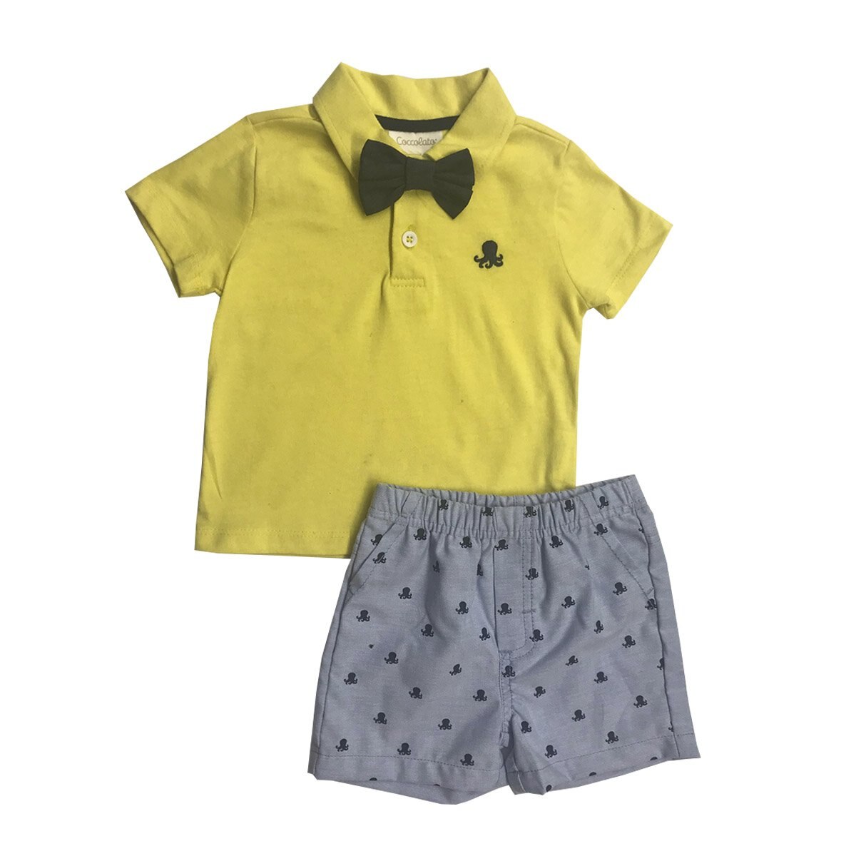 Conjunto de Polo Amarilla con Moño Y Short Coccolato