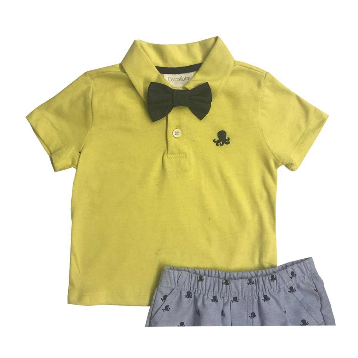 Conjunto de Polo Amarilla con Moño Y Short Coccolato