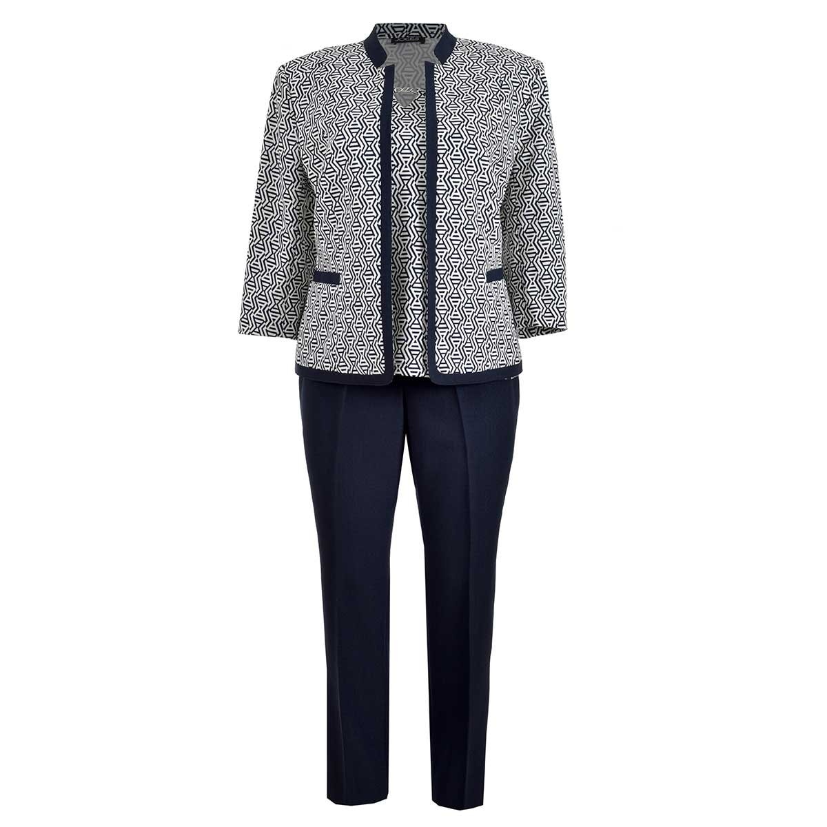 Conjunto 3 Pz Saco Manga 3/4 Top Estampado Y Pantalon Joces para Dama