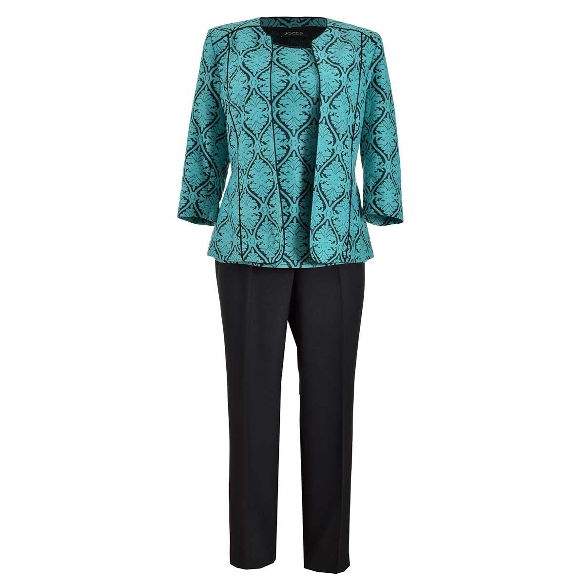 Conjunto 3 Pz Saco Manga 3/4, Top Estampado Y Pantalon Liso Joces para Dama