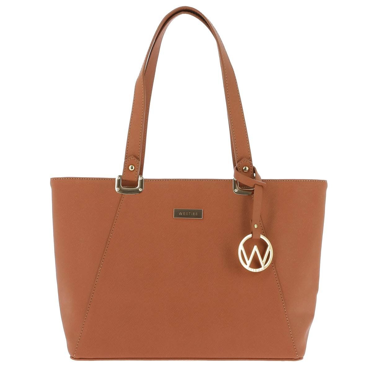 Bolsa Tote Café con Charm Metálico Westies