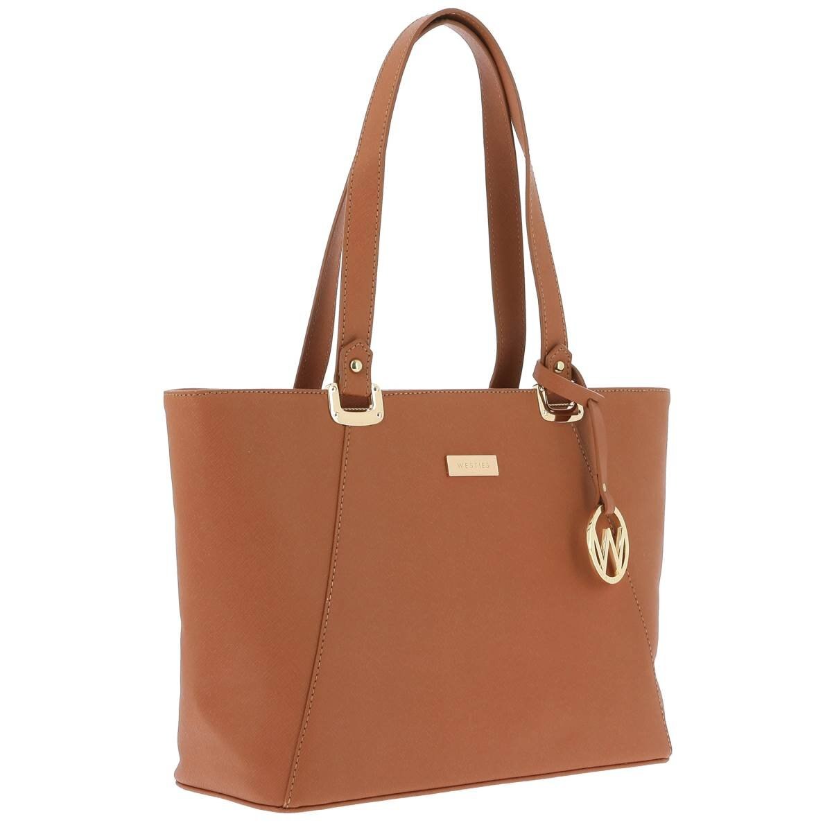 Bolsa Tote Café con Charm Metálico Westies