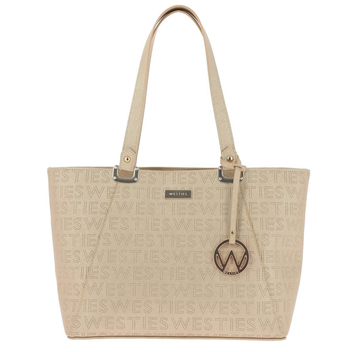 Bolsa Tote Oro con Charm Metálico Westies