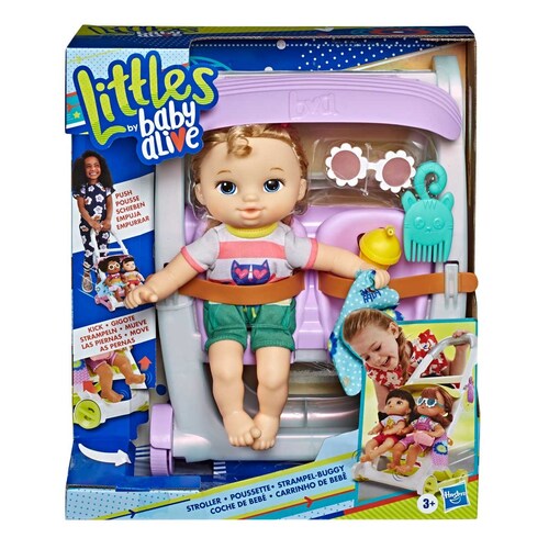 Baby Alive Littles Muñeca Castaña + Carrito de Bebé  Hasbro