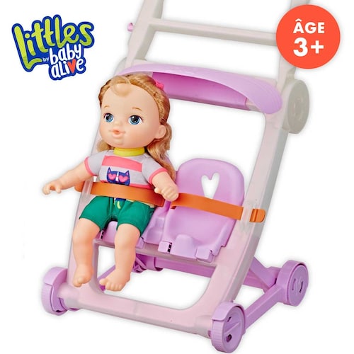 Baby Alive Littles Muñeca Castaña + Carrito de Bebé  Hasbro