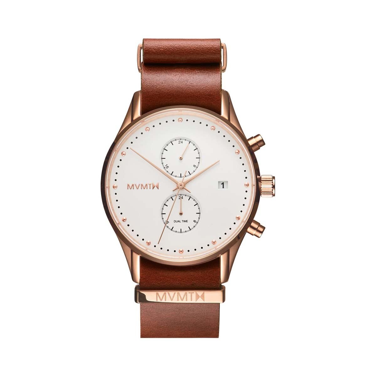 Reloj de Piel Guinda con Carátula Blanca para Caballero Mvmt Voyager