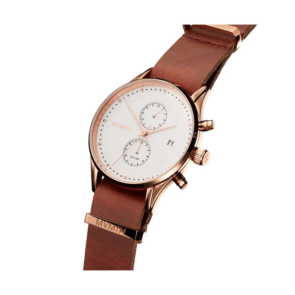 Reloj de Piel Guinda con Carátula Blanca para Caballero Mvmt Voyager