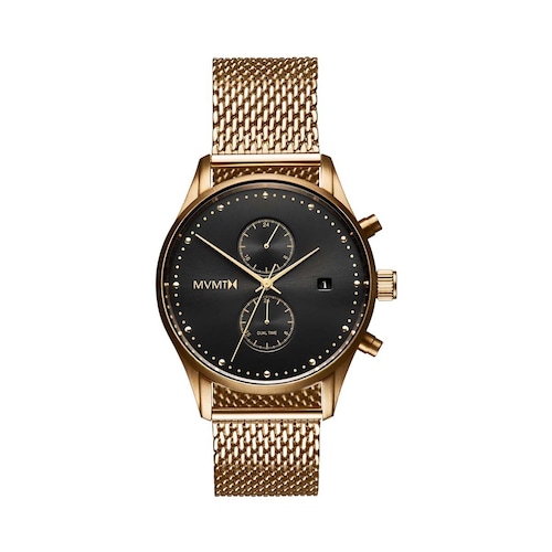 Reloj Oro con Car&aacute;tula Negra para Caballero Mvmt Voyager