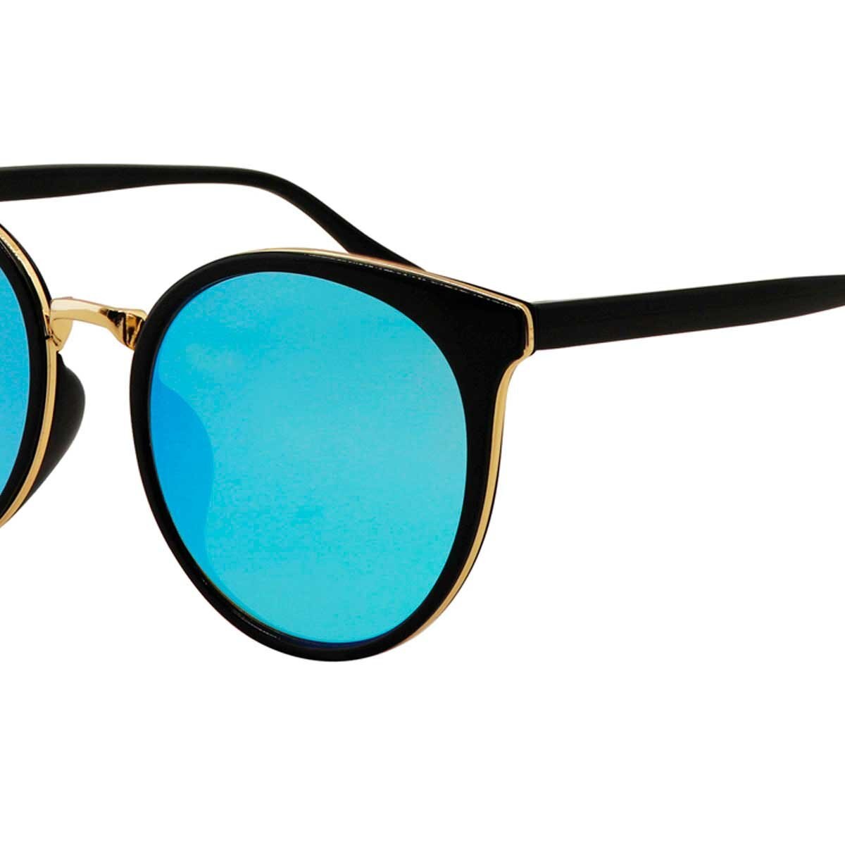 Lentes Oversized Rnd Mtl-Pas Dorado/negro Micas con Flash Azul Emanuel Ungaro