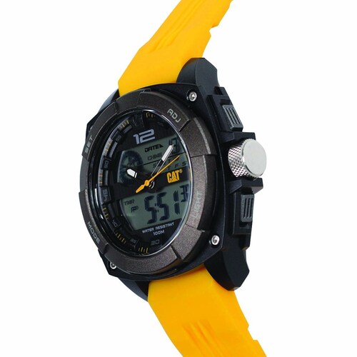 Reloj Negro con Carátula Amarilla para Caballero Caterpillar