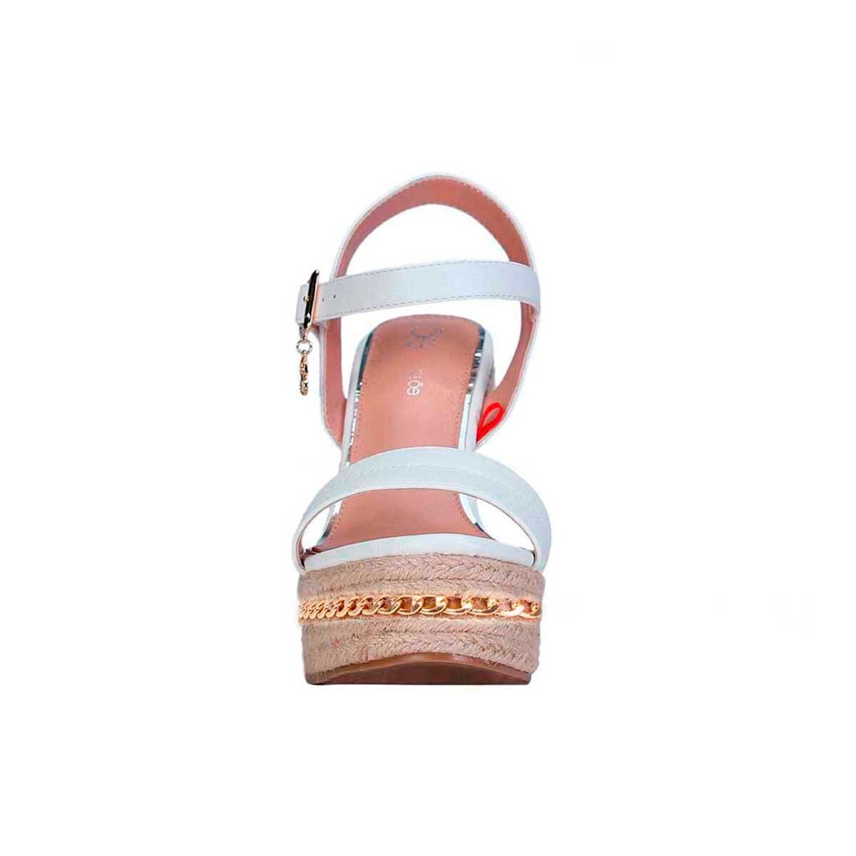 Sandalia Blanca con Plataforma Forrada en Yute Cloe