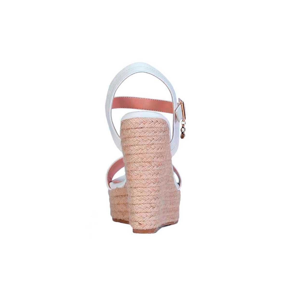 Sandalia Blanca con Plataforma Forrada en Yute Cloe