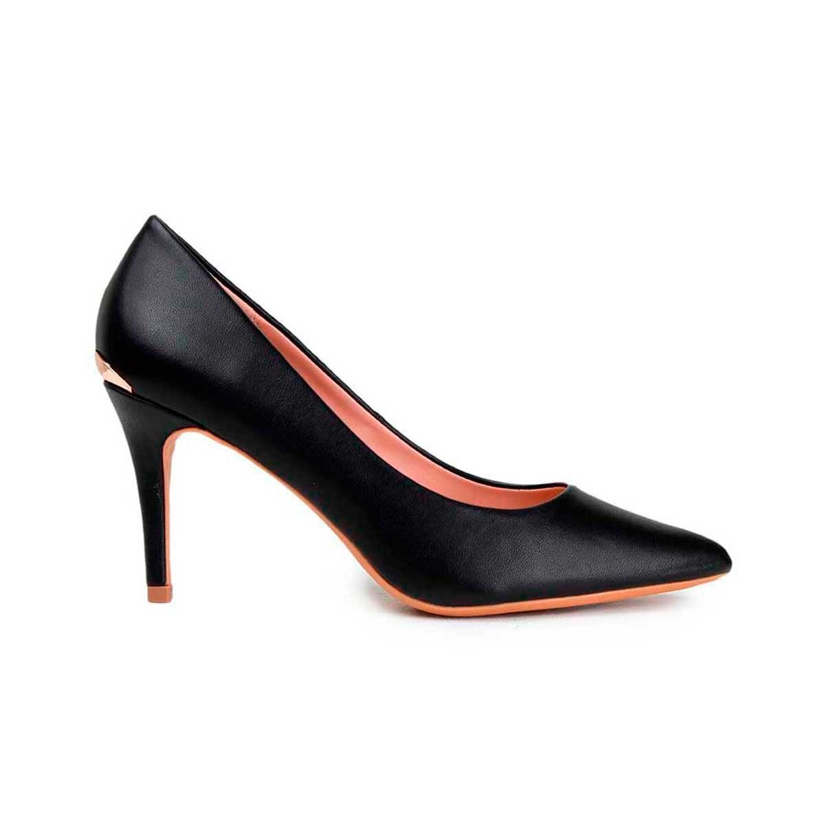 Zapatilla Negra Puntal con Talonera Metálica Cloe