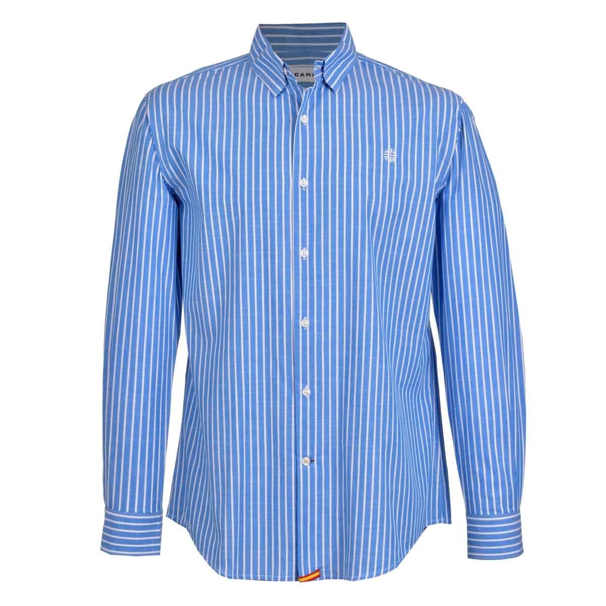 Camisa de Rayas Azul Combinado Manga Larga Scandro