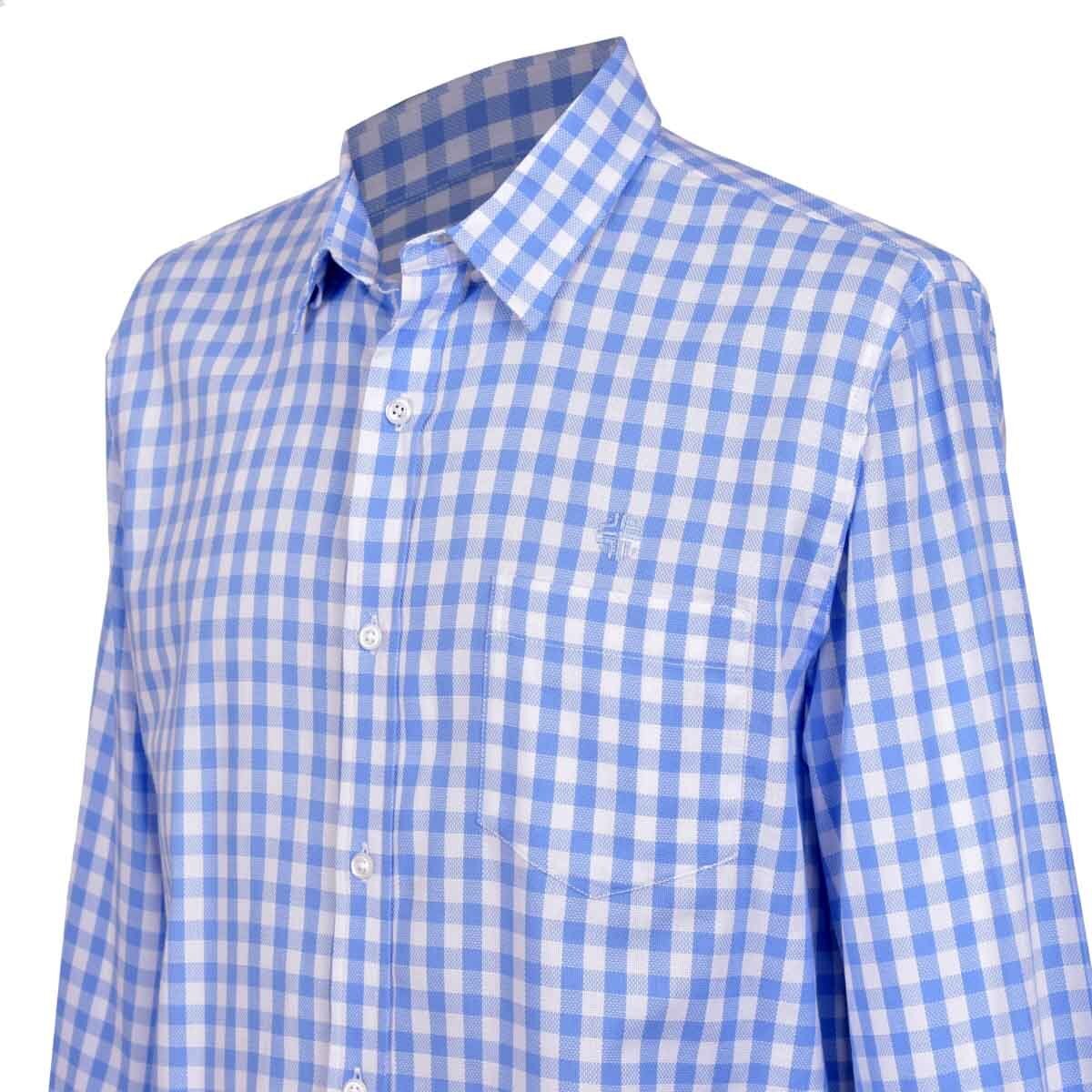 Camisa Azul de Cuadros Manga Larga Scandro para Caballero